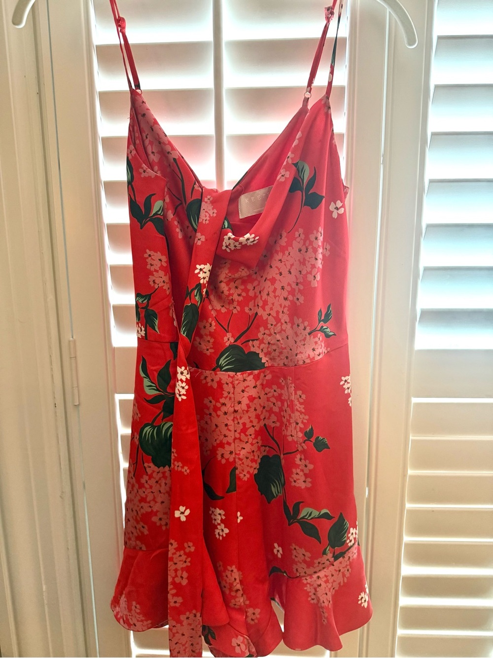 KEEPSAKE the Label Red Floral Cowl Neck Romper XS